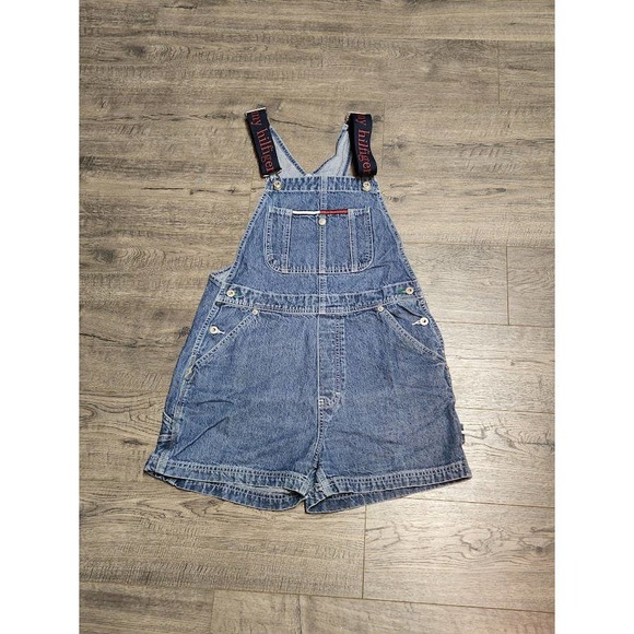 Vintage 2001 Y2K Tommy Hilfiger Tommy Jeans Blue Denim Overall Shorts Adult M - Picture 1 of 9
